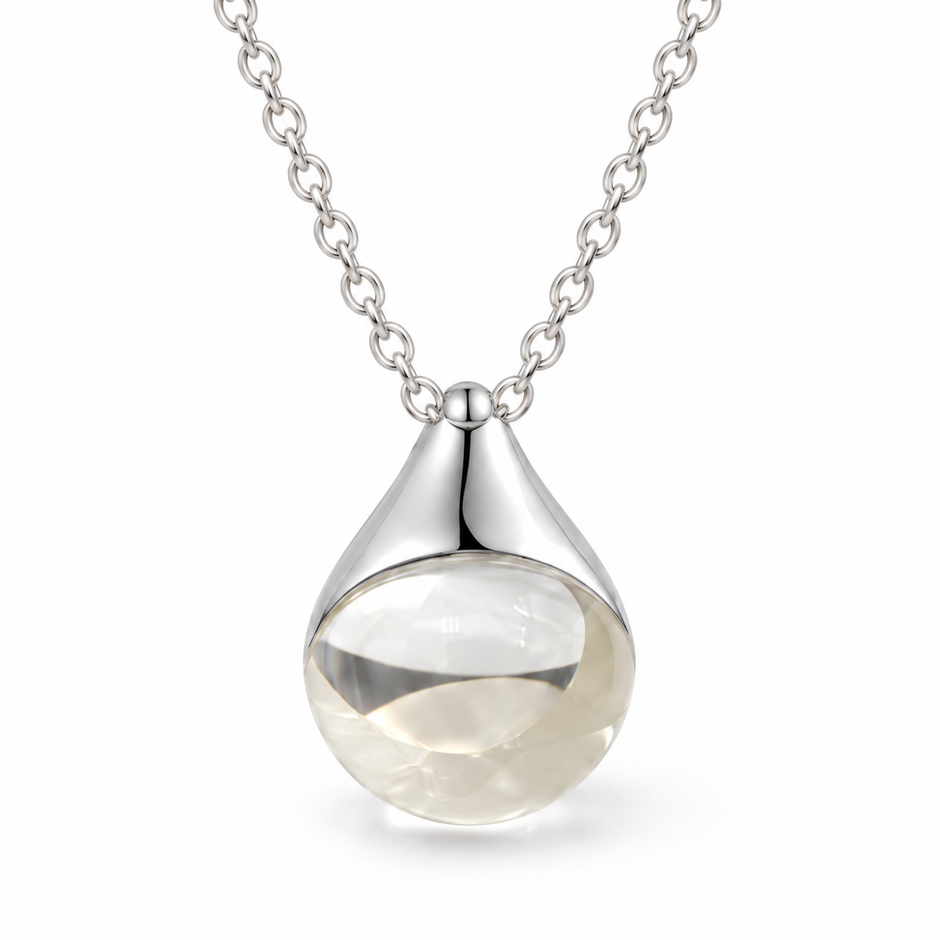 Émilise Crystal Necklace in 925 Sterling Silver by MOA - crystal pendant detail