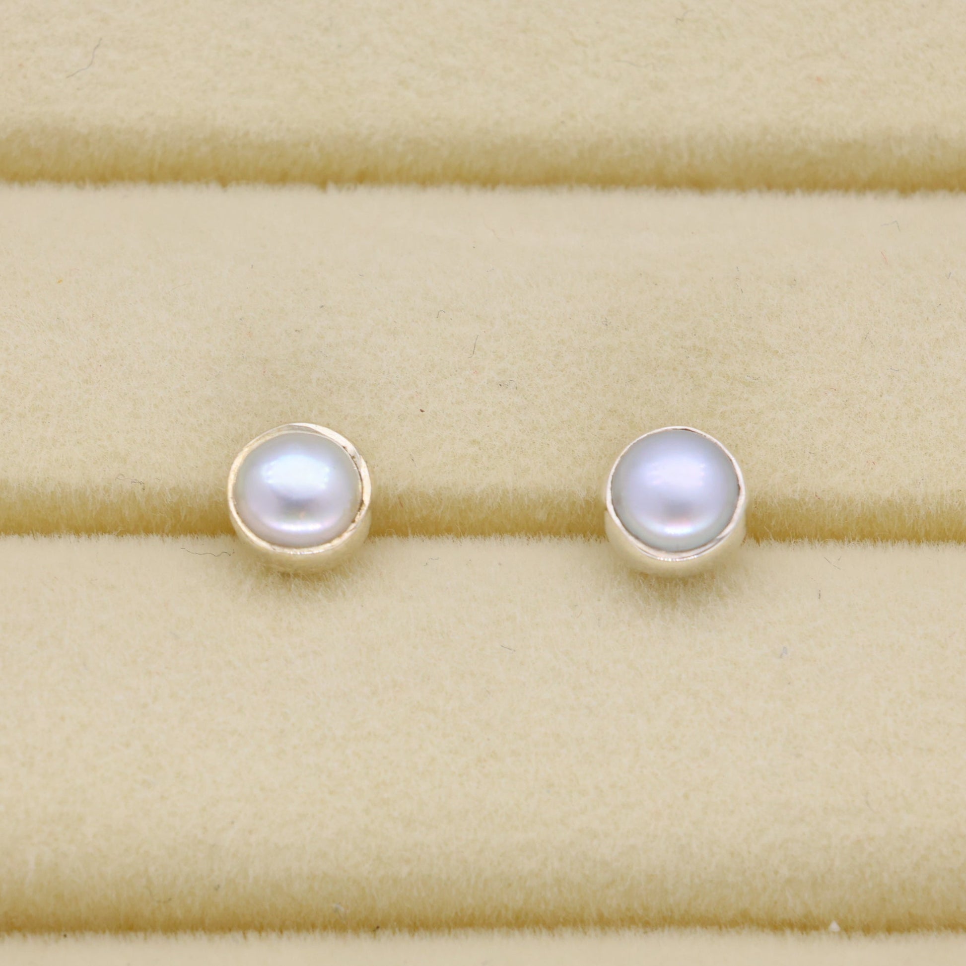 Emira Pearl Stud Earrings in 925 Sterling Silver by MOA - view 1