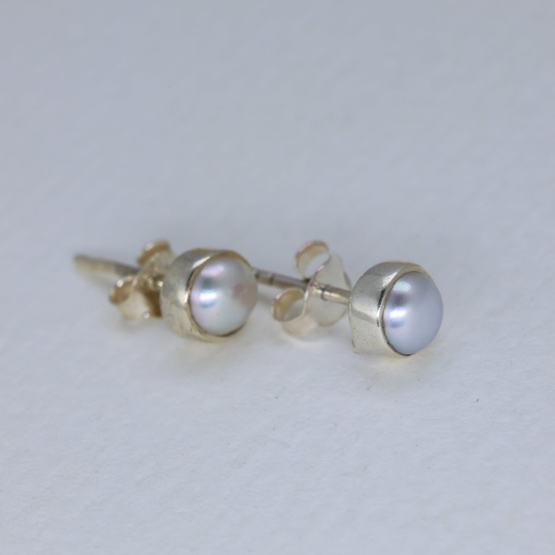 Emira Pearl Stud Earrings in 925 Sterling Silver by MOA - view 3