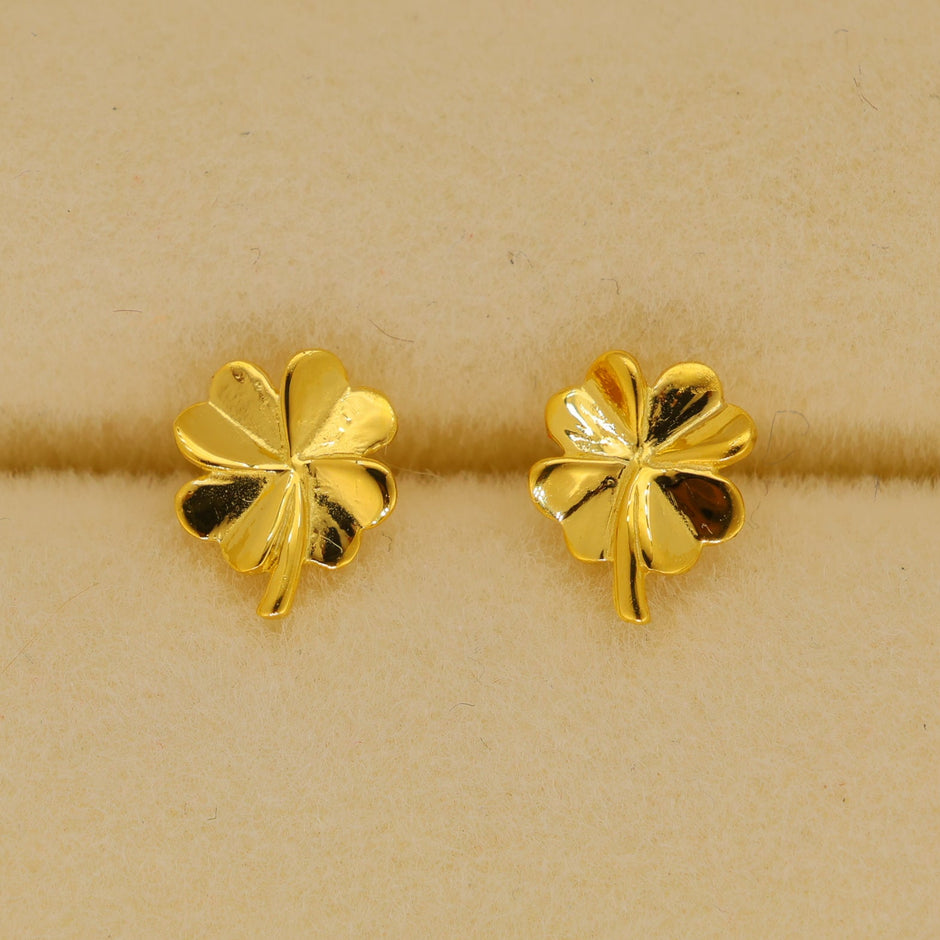 Erisse Clover Stud Earrings in 18K Gold over 925 Silver by MOA - view 2
