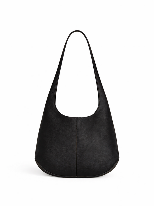 Evara Leather Scoop Bag Black by MOA - view 1