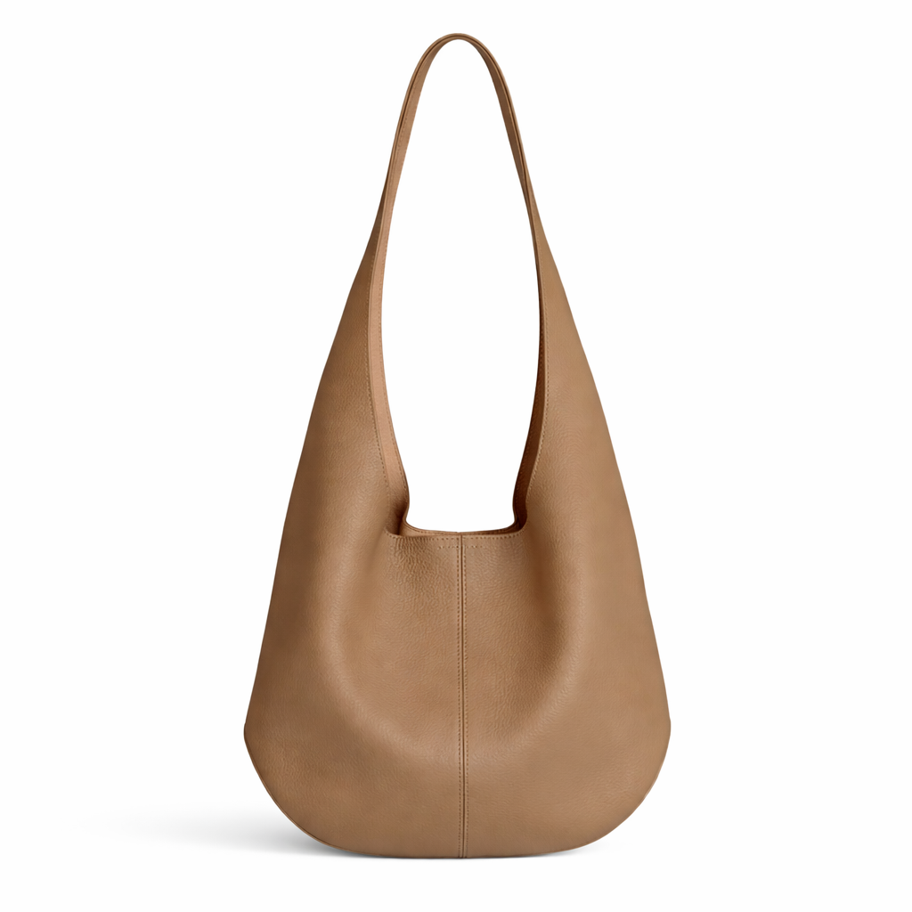 Evara Leather Scoop Bag Khaki by MOA - view 1