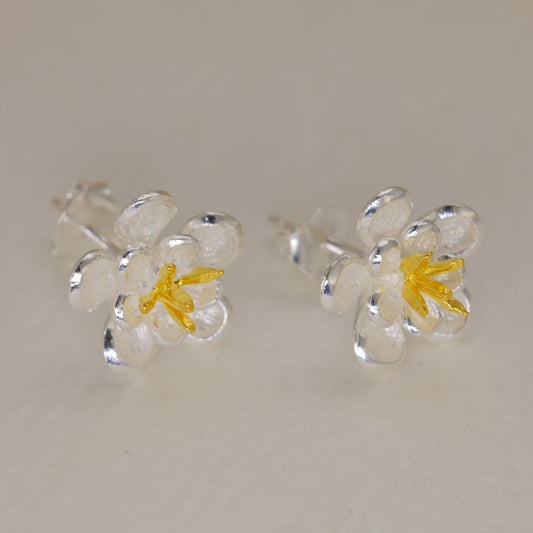 Evarine Blossom Stud Earrings in 18K Gold over 925 Silver by MOA - view 1