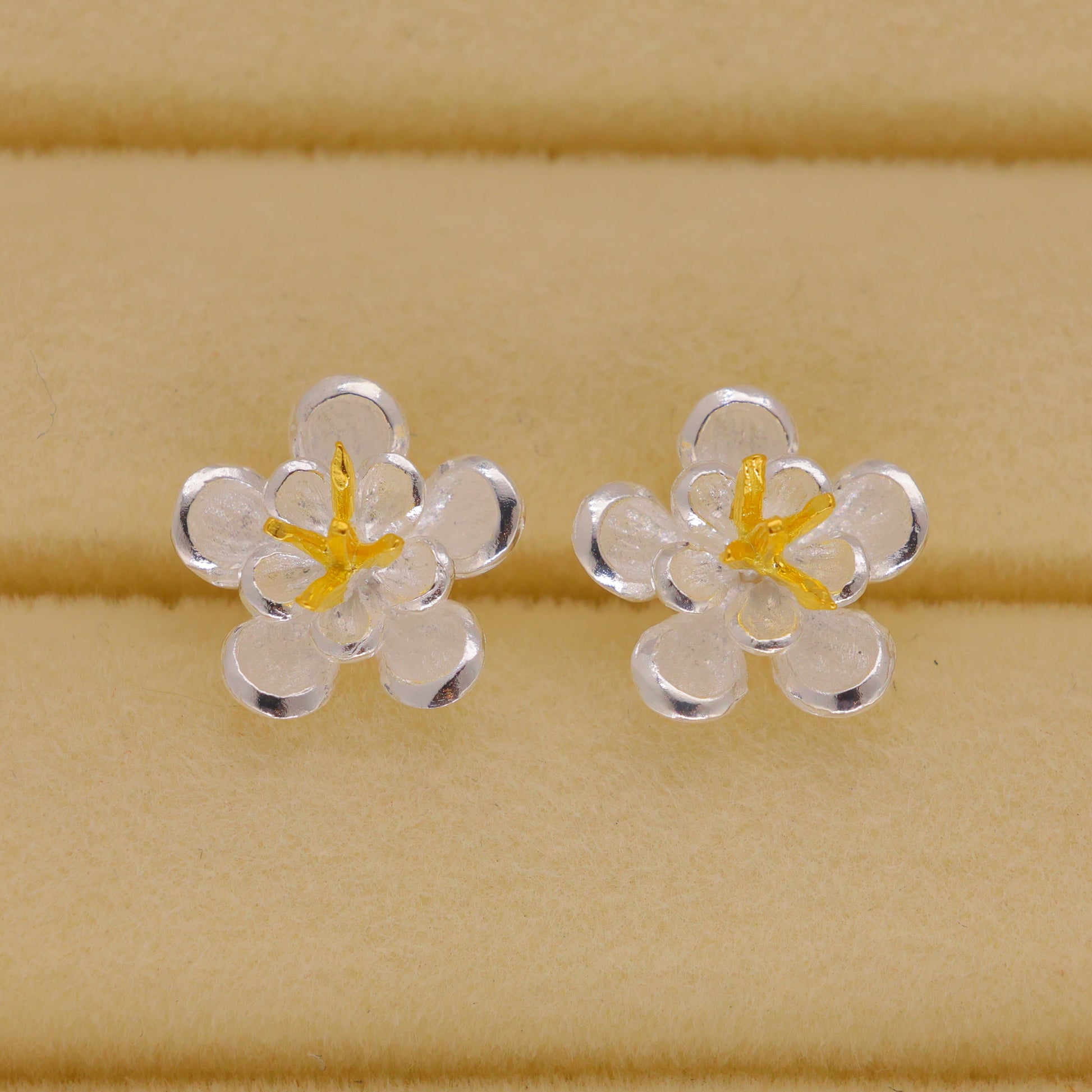 Evarine Blossom Stud Earrings in 18K Gold over 925 Silver by MOA - view 2