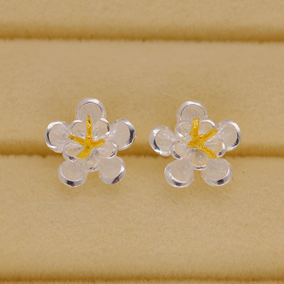 Evarine Blossom Stud Earrings in 18K Gold over 925 Silver by MOA - view 2