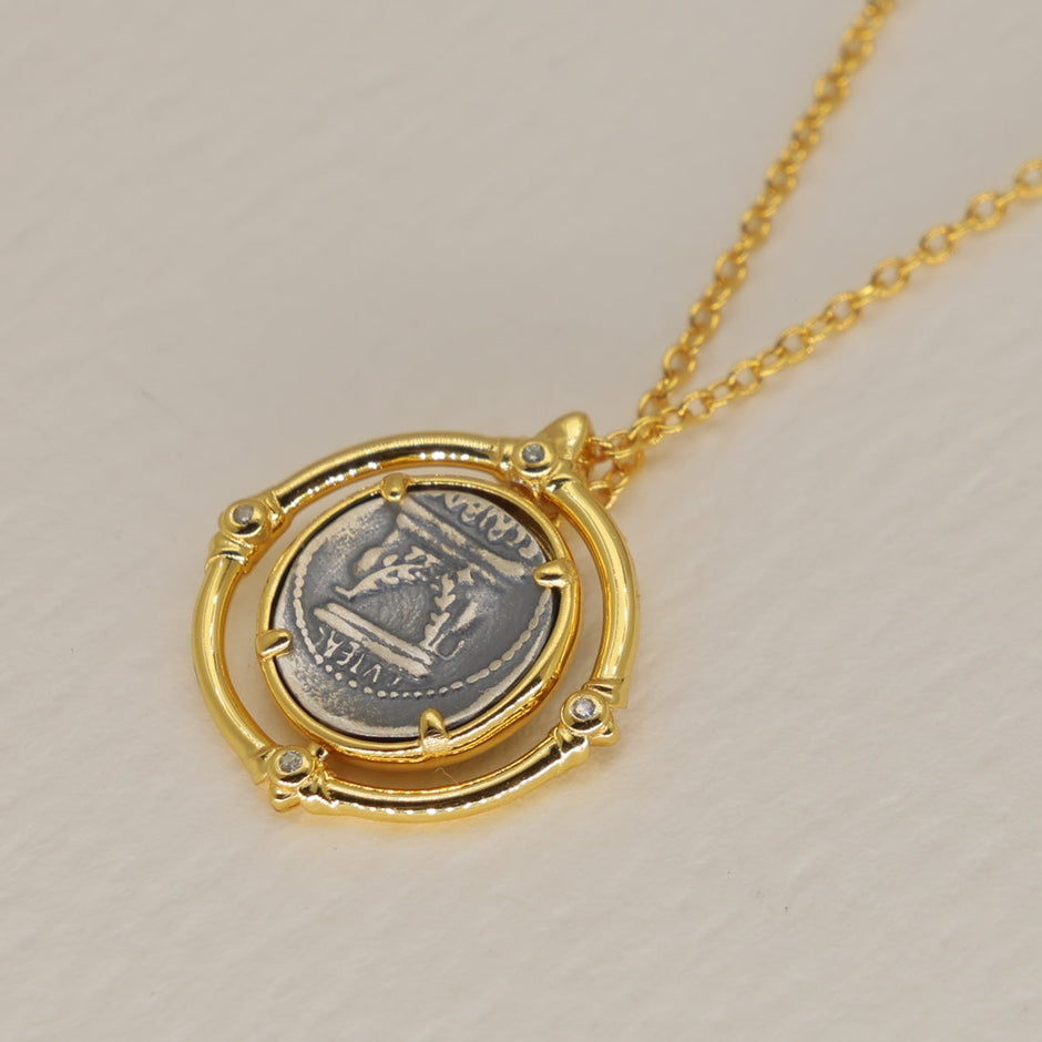 Évariste Coin Pendant Necklace in 24K Gold Over 925 Silver by MOA - view 3
