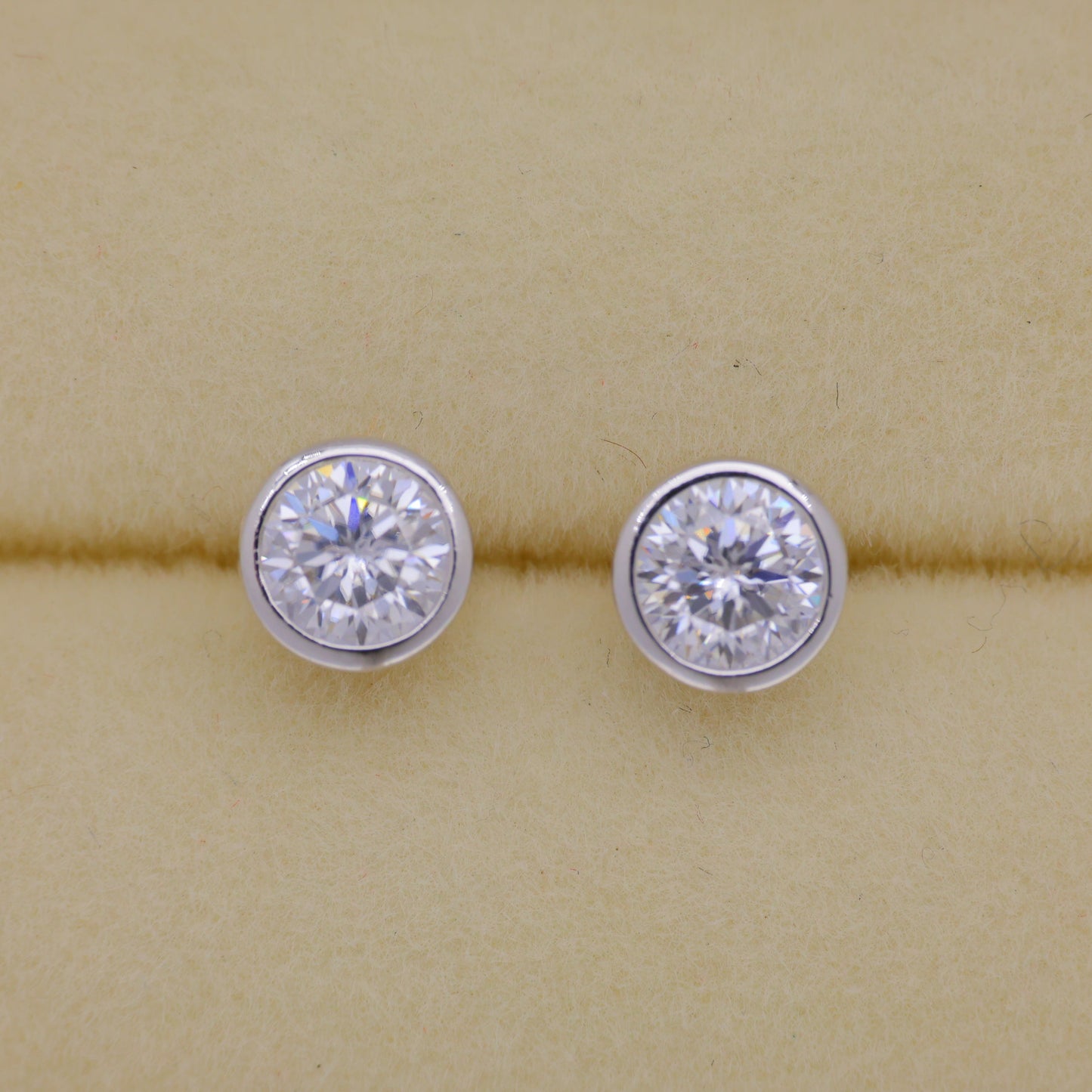 Eviane Bezel Stud Earrings in 925 Sterling Silver by MOA - view 1