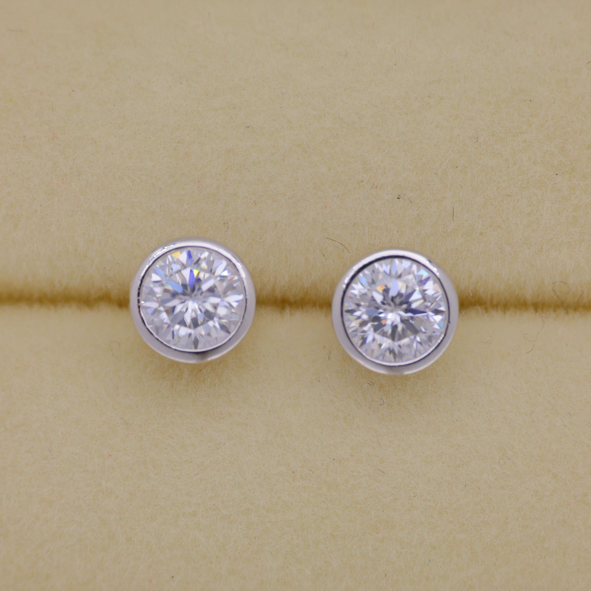 Eviane Bezel Stud Earrings in 925 Sterling Silver by MOA - view 1