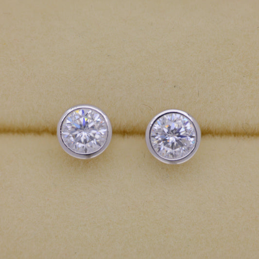 Eviane Bezel Stud Earrings in 925 Sterling Silver by MOA - view 1