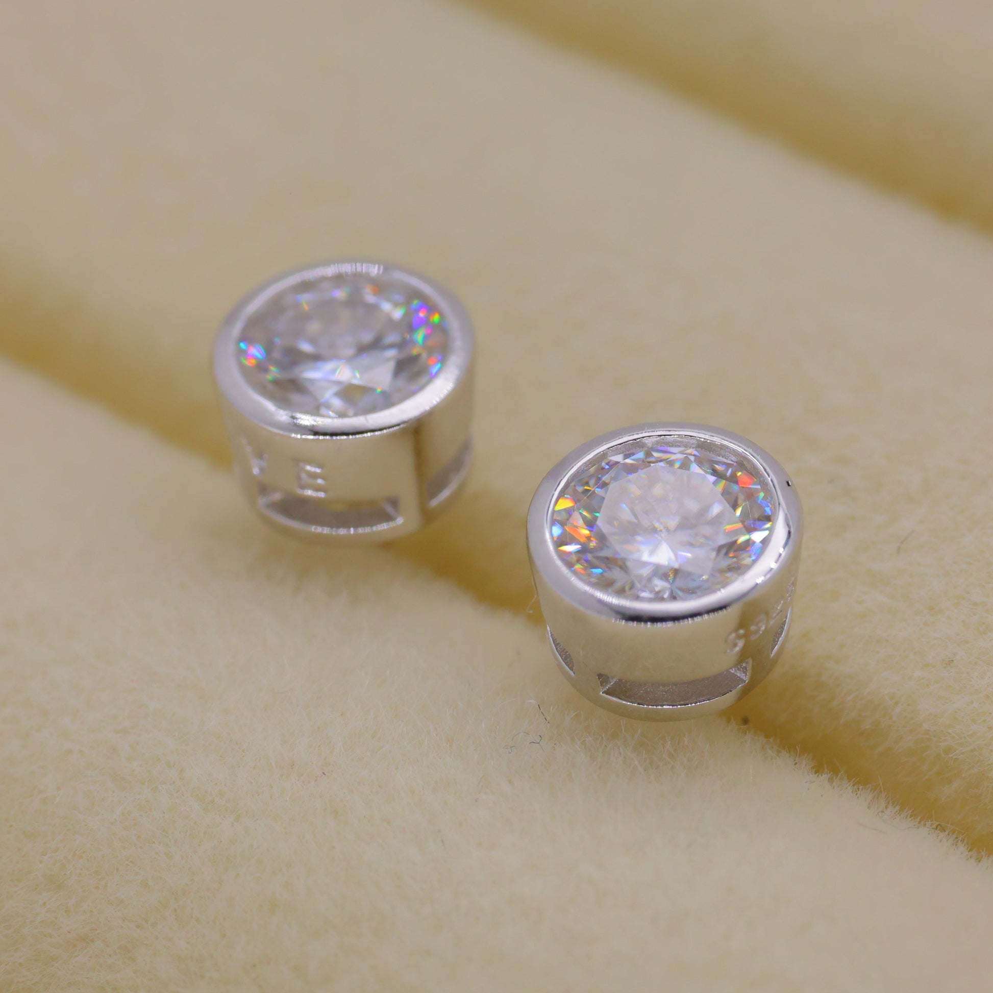Eviane Bezel Stud Earrings in 925 Sterling Silver by MOA - view 2
