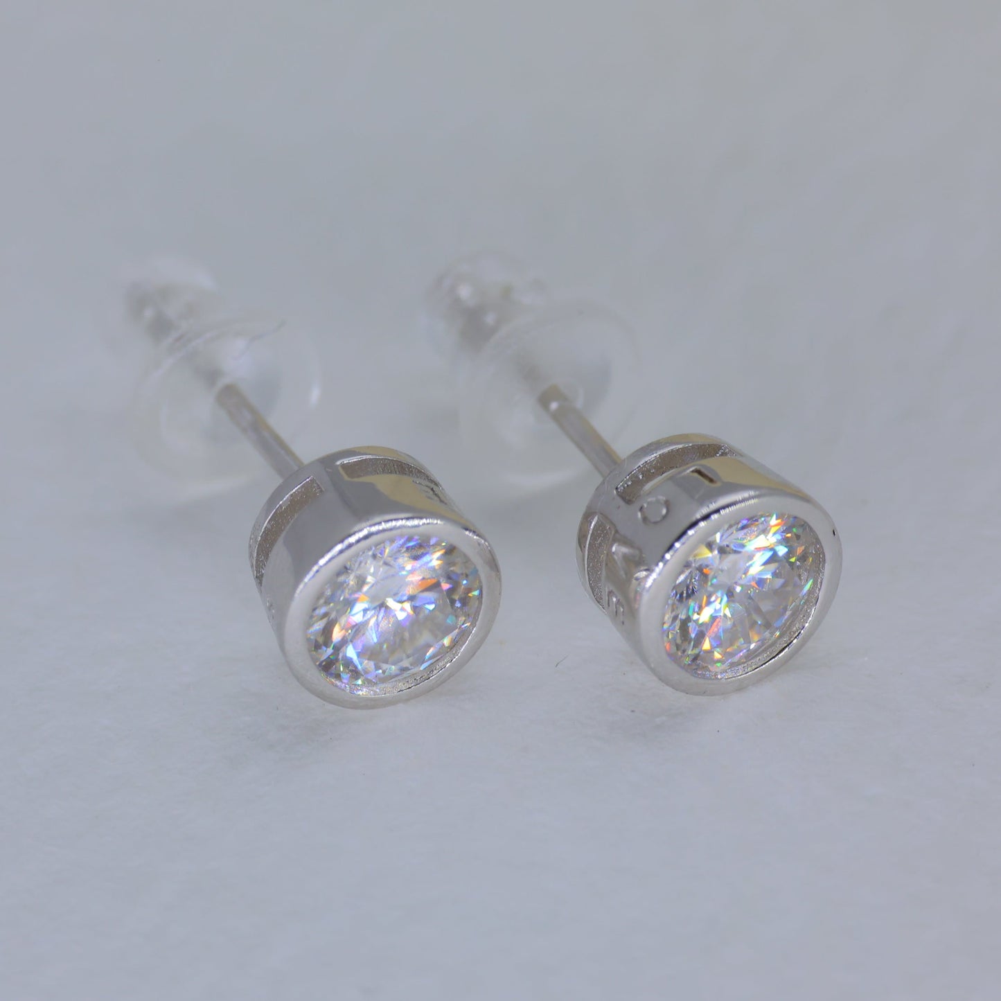 Eviane Bezel Stud Earrings in 925 Sterling Silver by MOA - view 3