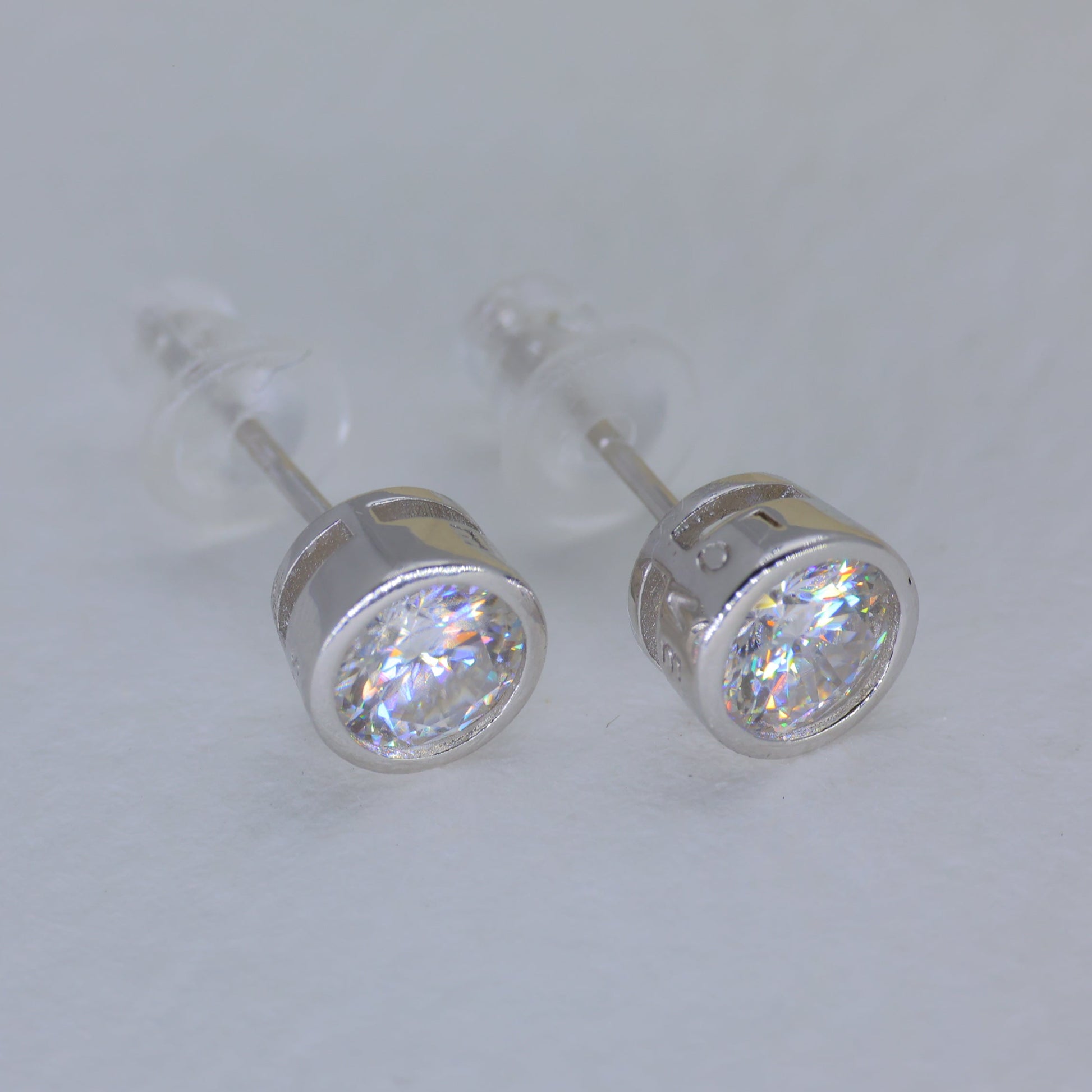 Eviane Bezel Stud Earrings in 925 Sterling Silver by MOA - view 3