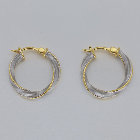 Evora Twist Hoop Earrings in Two-Tone 24K Gold Over 925 Silver by MOA - view 1