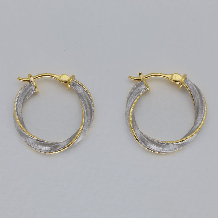 Evora Twist Hoop Earrings in Two-Tone 24K Gold Over 925 Silver by MOA - view 1