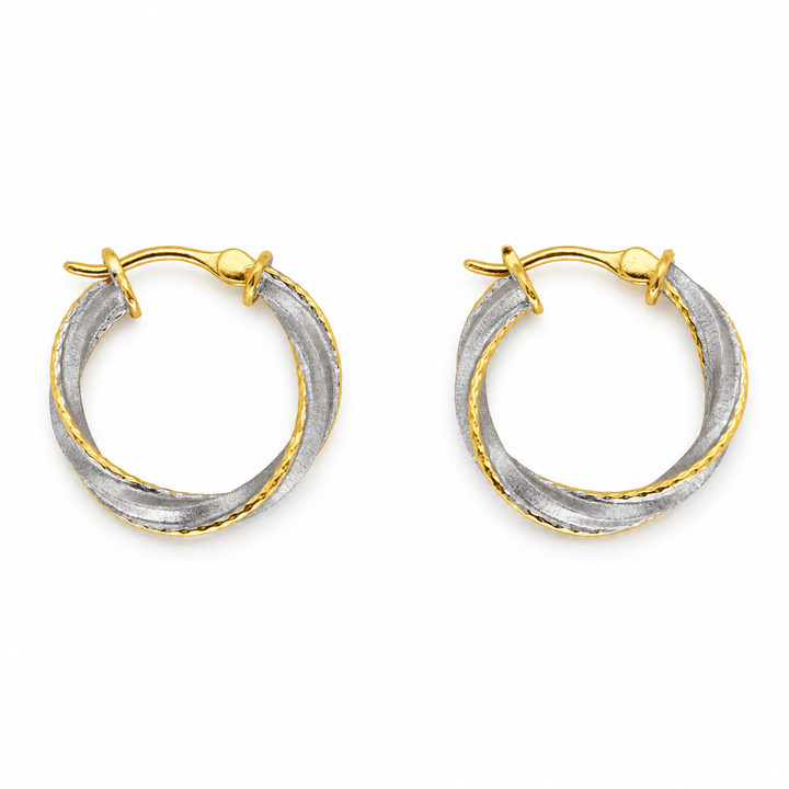 Evora Twist Hoop Earrings in Two-Tone 24K Gold Over 925 Silver by MOA - view 1