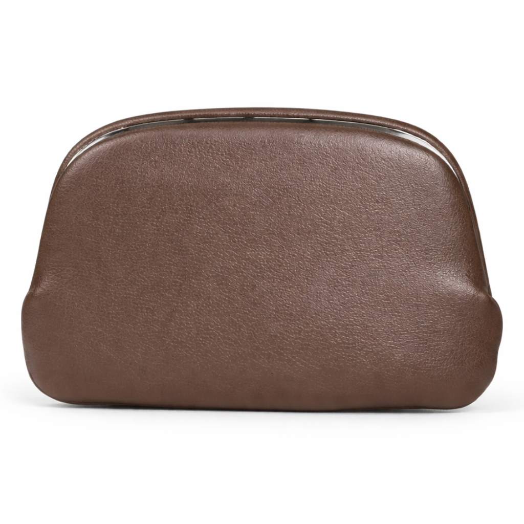 Evrard Leather Frame Coin Pouch in Coffee