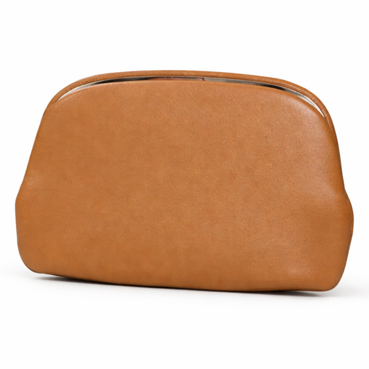 Evrard Leather Frame Coin Pouch in Golden Brown