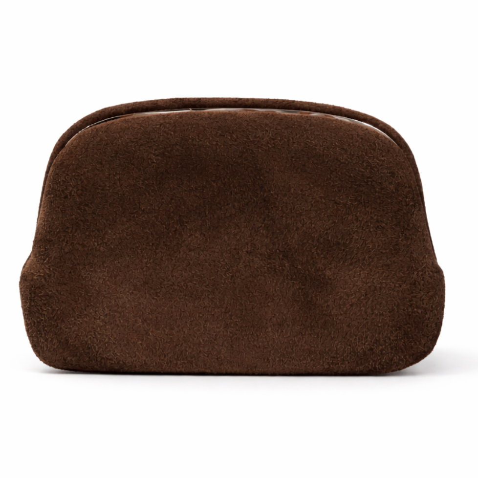 Evrard Suede Frame Coin Pouch in Coffee