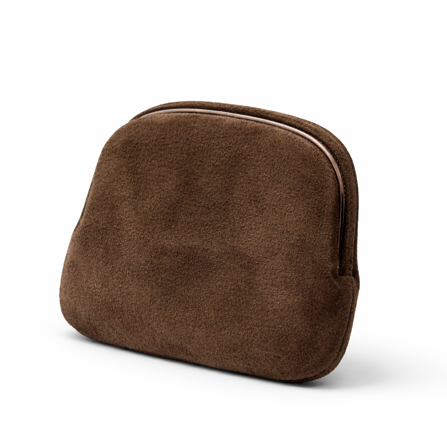 Evrard Suede Frame Coin Pouch Coffee by MOA - view 2