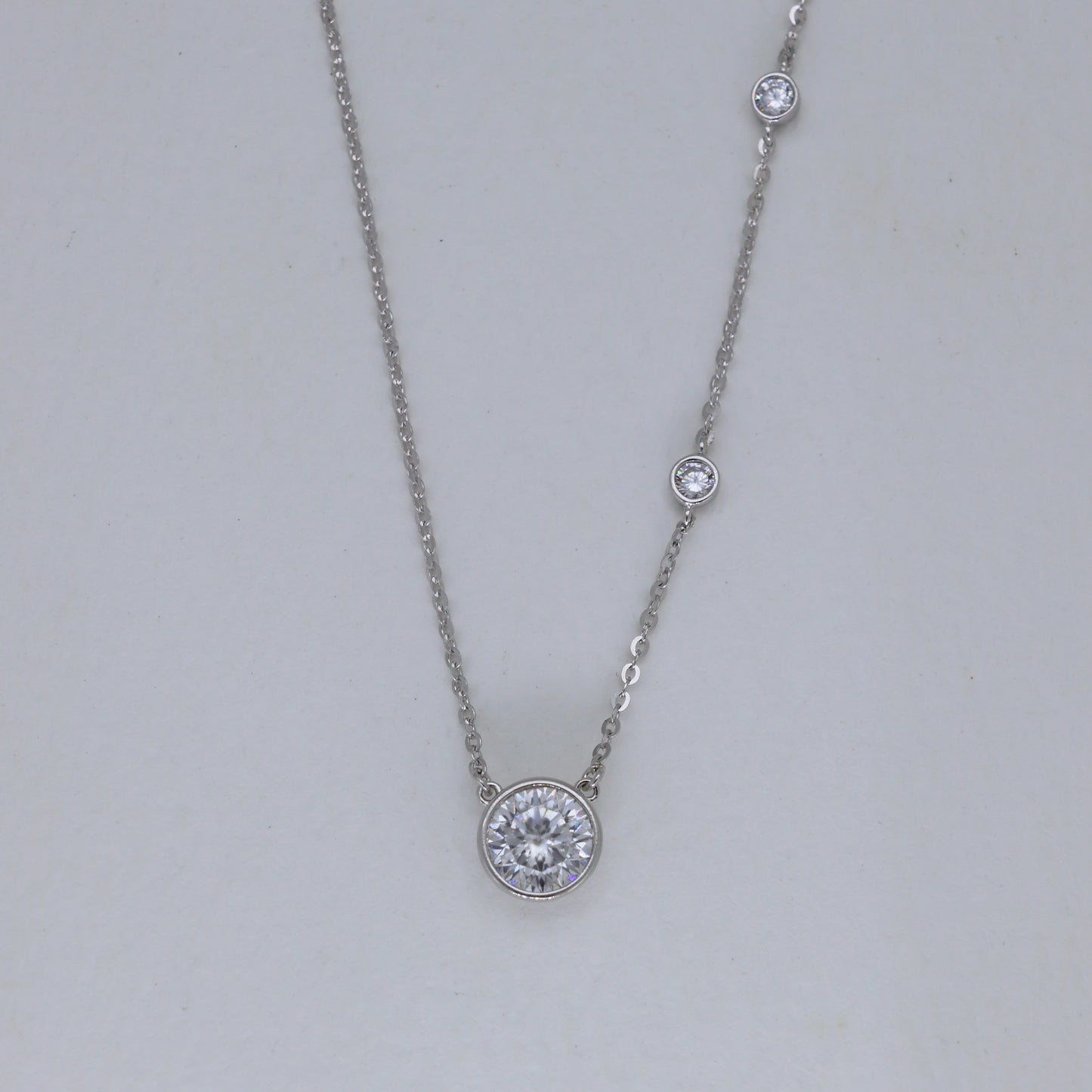 Evreux Bezel Station Necklace in 925 Sterling Silver by MOA - view 1