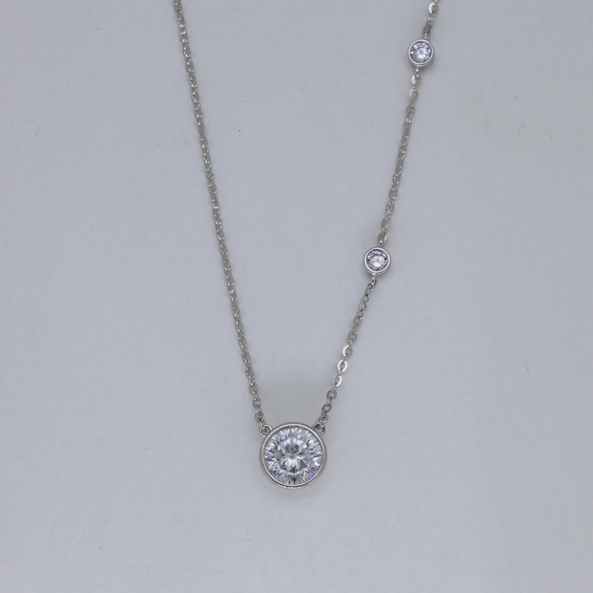 Evreux Bezel Station Necklace in 925 Sterling Silver by MOA - view 1