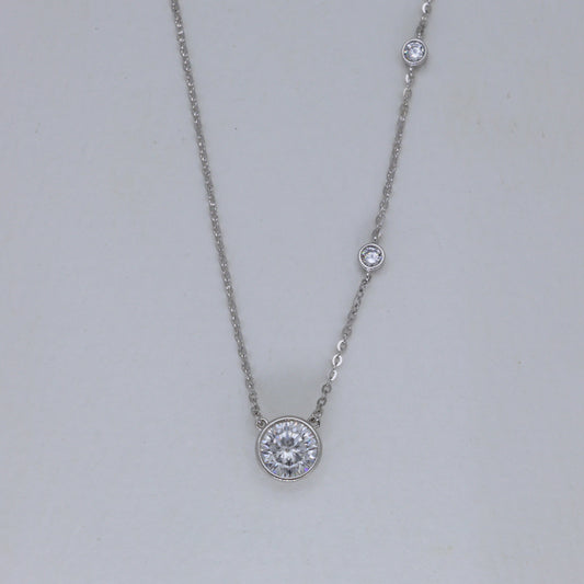 Evreux Bezel Station Necklace in 925 Sterling Silver by MOA - view 1