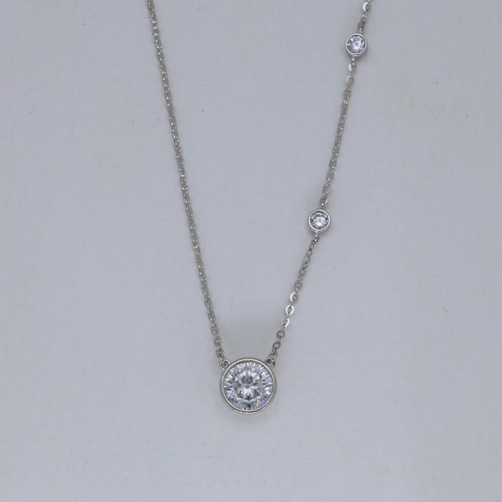 Evreux Bezel Station Necklace in 925 Sterling Silver by MOA - view 1