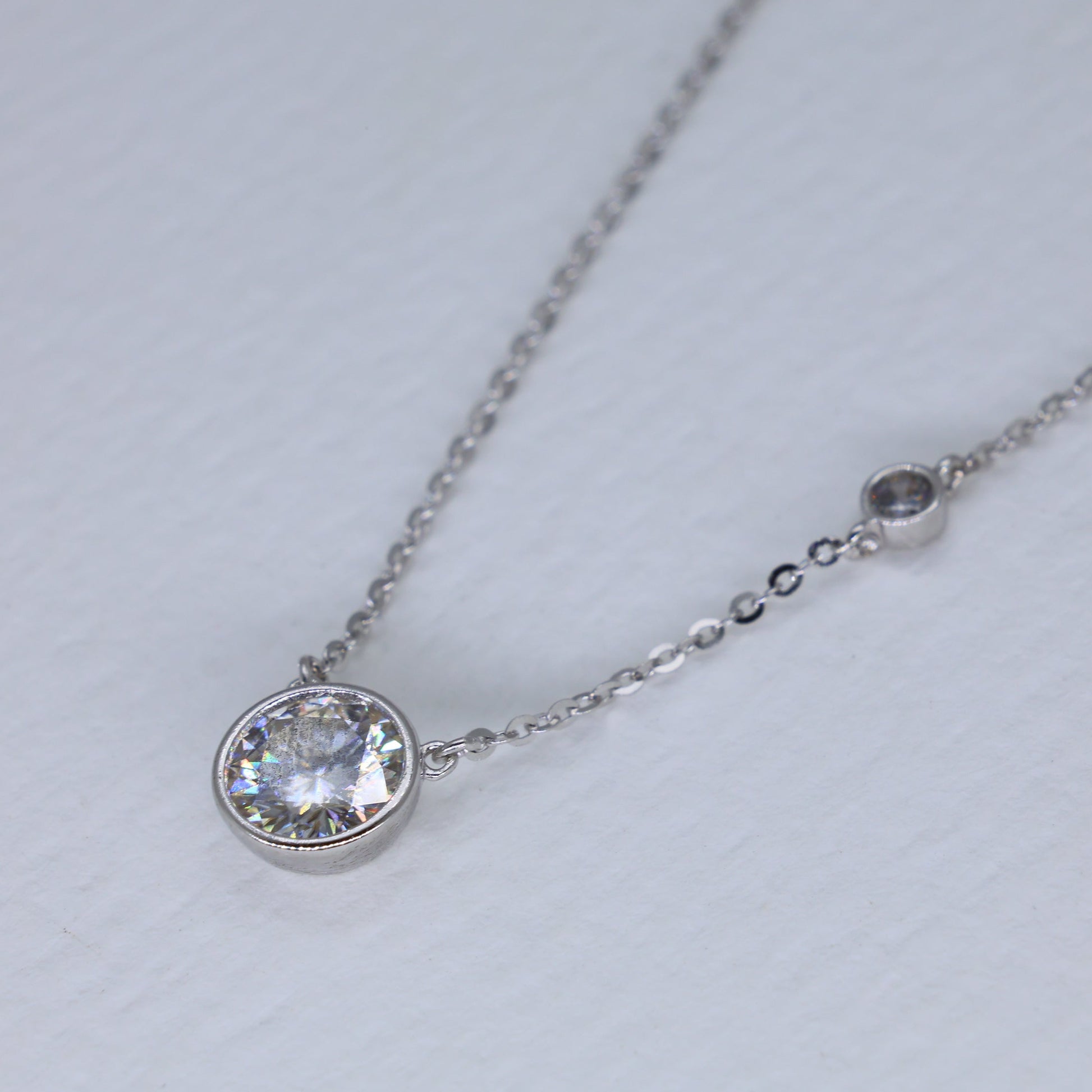Evreux Bezel Station Necklace in 925 Sterling Silver by MOA - view 2