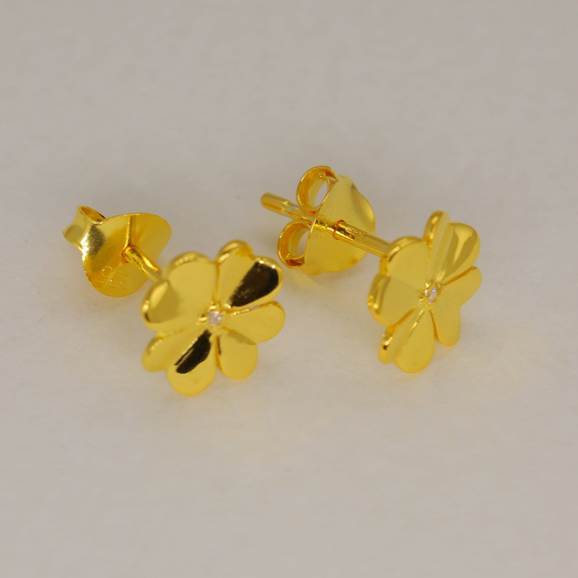 Fleurette Pave Bloom Stud Earrings in 18K Gold over 925 Silver by MOA - view 1