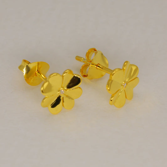 Fleurette Pave Bloom Stud Earrings in 18K Gold over 925 Silver by MOA - view 1