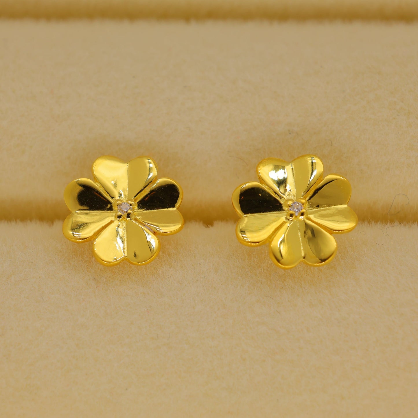 Fleurette Pave Bloom Stud Earrings in 18K Gold over 925 Silver by MOA - view 2