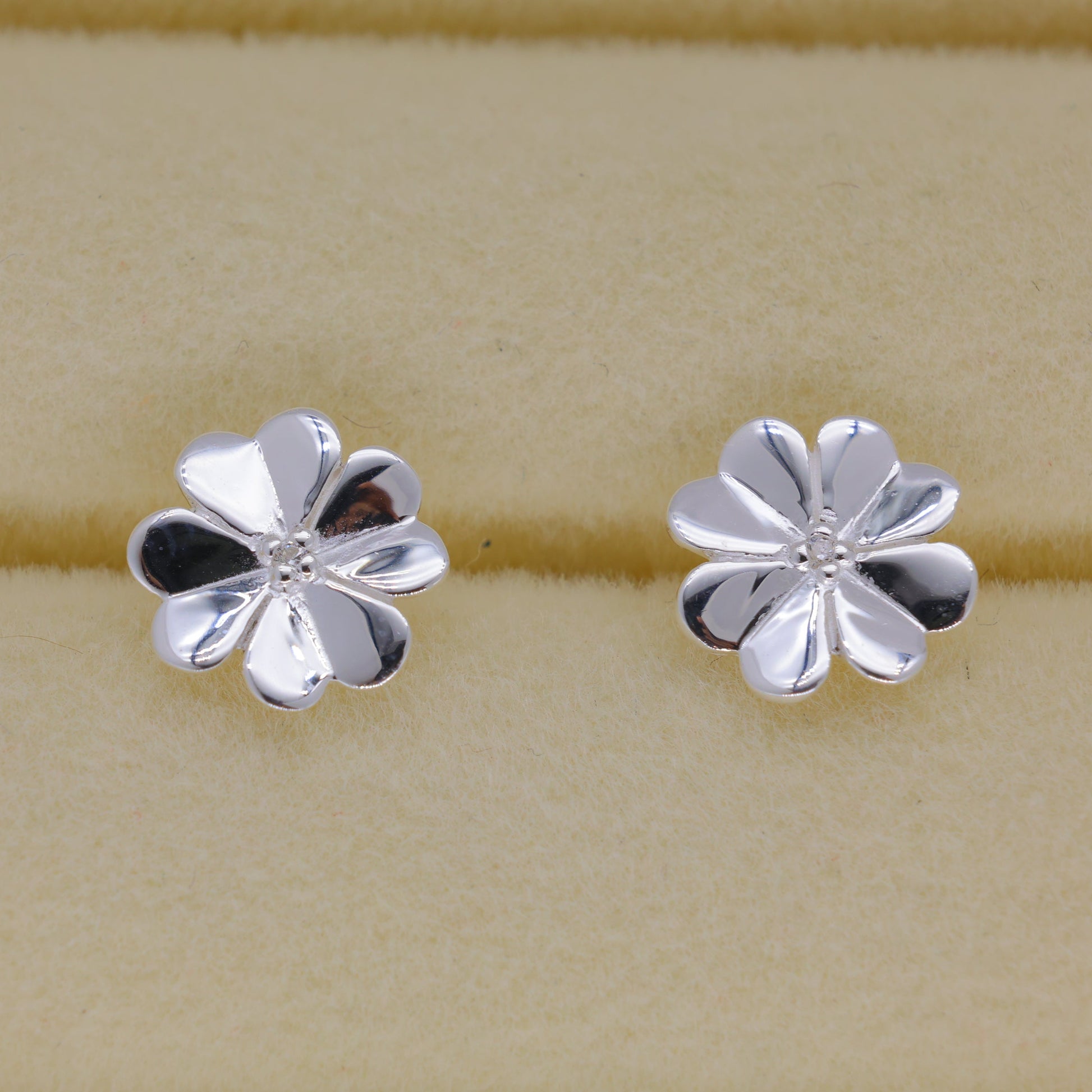 Fleurette Pave Bloom Stud Earrings in 925 Sterling Silver by MOA - view 2
