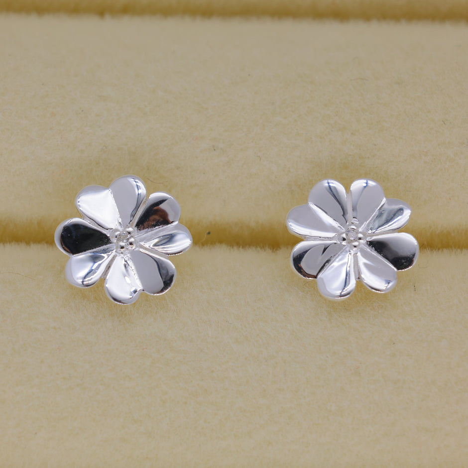 Fleurette Pave Bloom Stud Earrings in 925 Sterling Silver by MOA - view 2