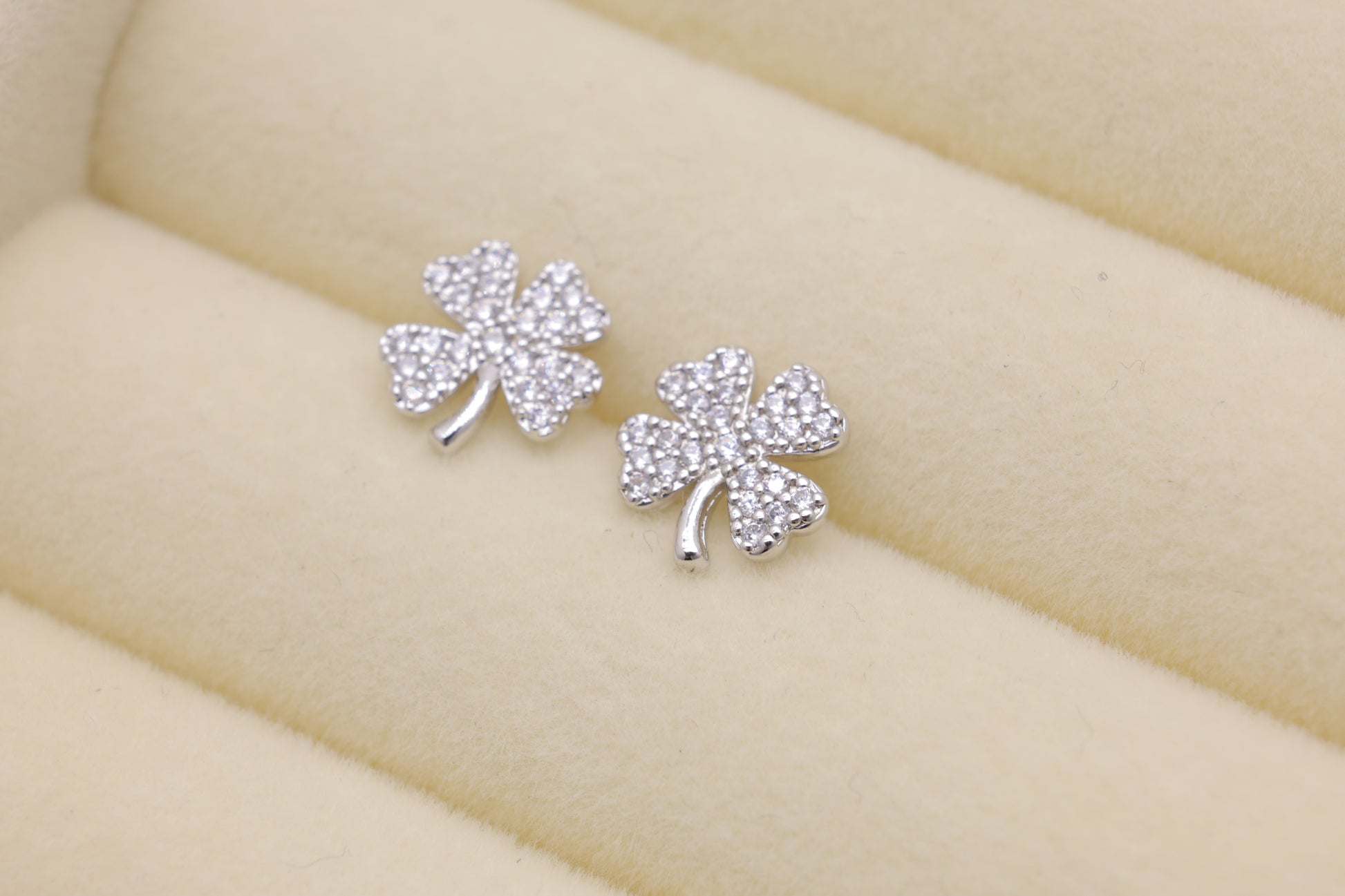 Fleurine Clover Pave Earrings in 925 Sterling Silver by MOA - view 2