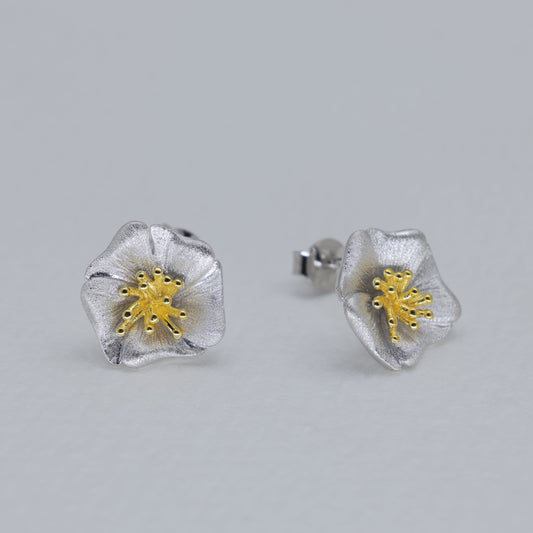 Florine Bloom Stud Earrings in Two-Tone 24K Gold Over 925 Silver by MOA - view 1