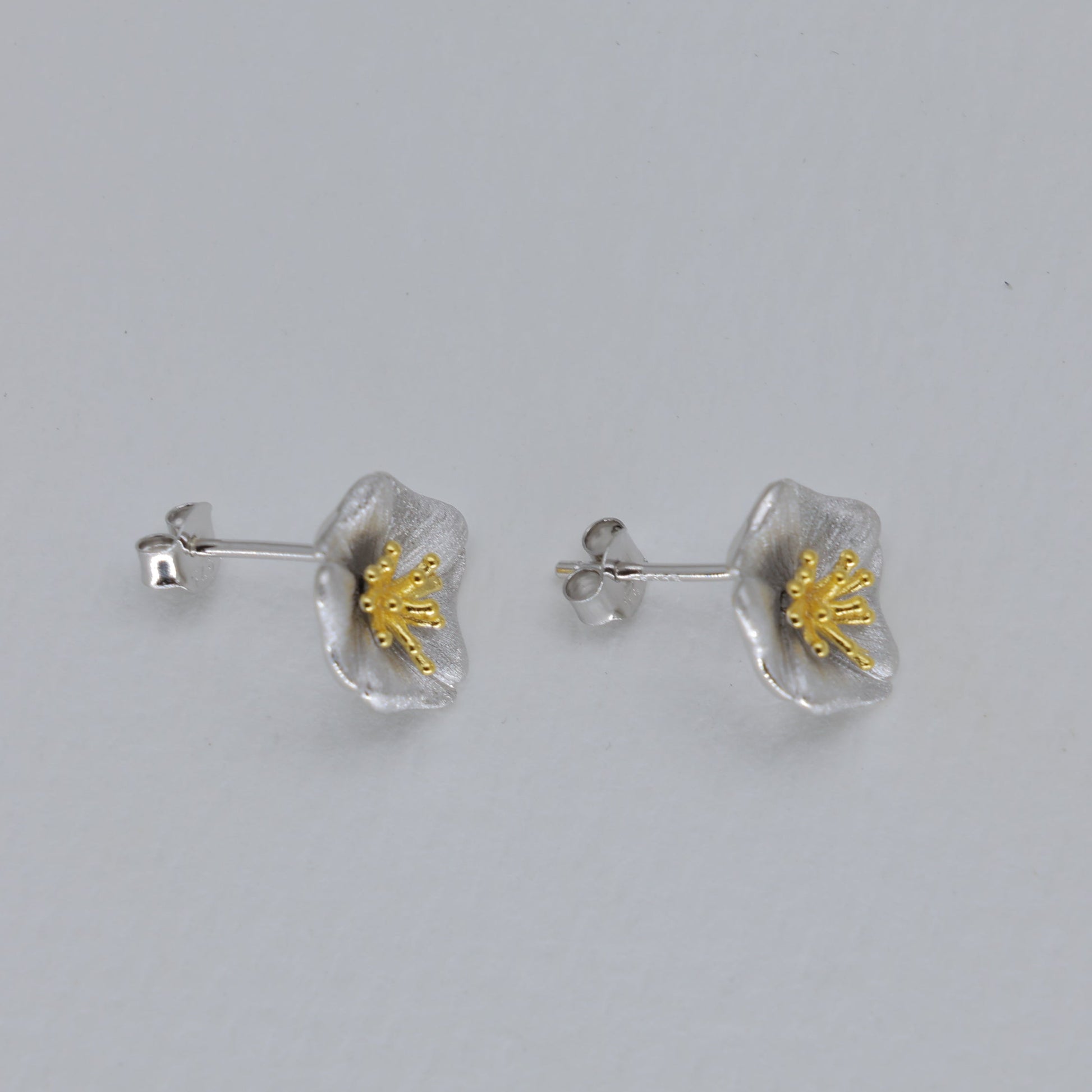 Florine Bloom Stud Earrings in Two-Tone 24K Gold Over 925 Silver by MOA - view 2