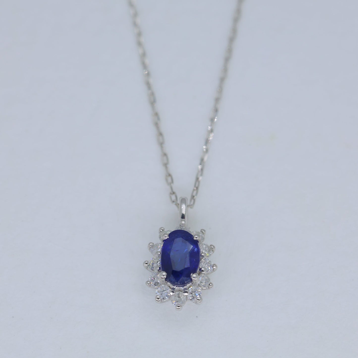 Isadora Sapphire Pendant DIA Necklace in Platinum P900 by MOA - view 1