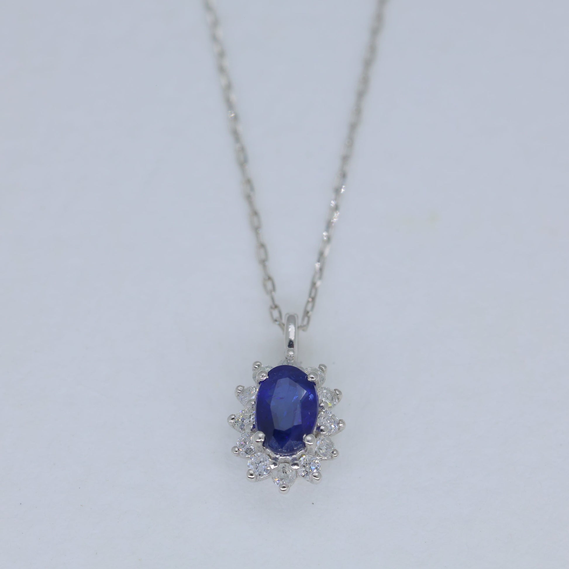 Isadora Sapphire Pendant DIA Necklace in Platinum P900 by MOA - view 1