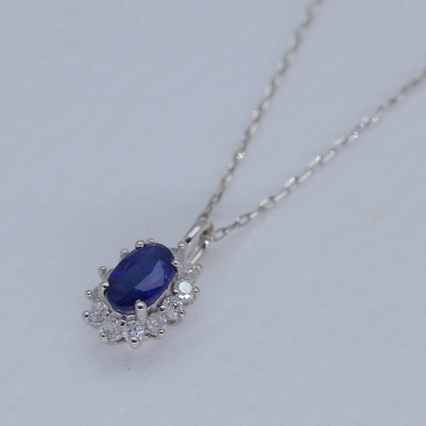 Isadora Sapphire Pendant DIA Necklace in Platinum P900 by MOA - view 2
