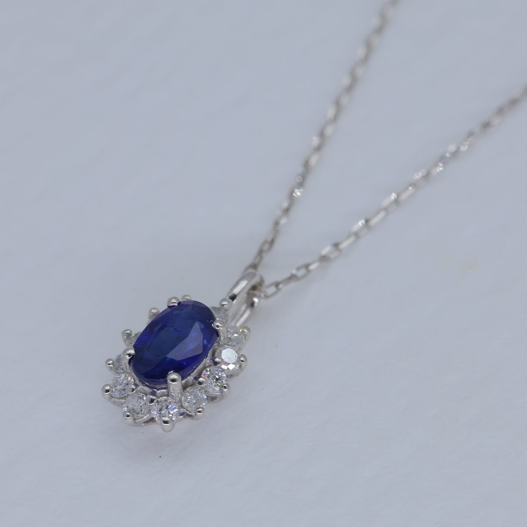 Isadora Sapphire Pendant DIA Necklace in Platinum P900 by MOA - view 2