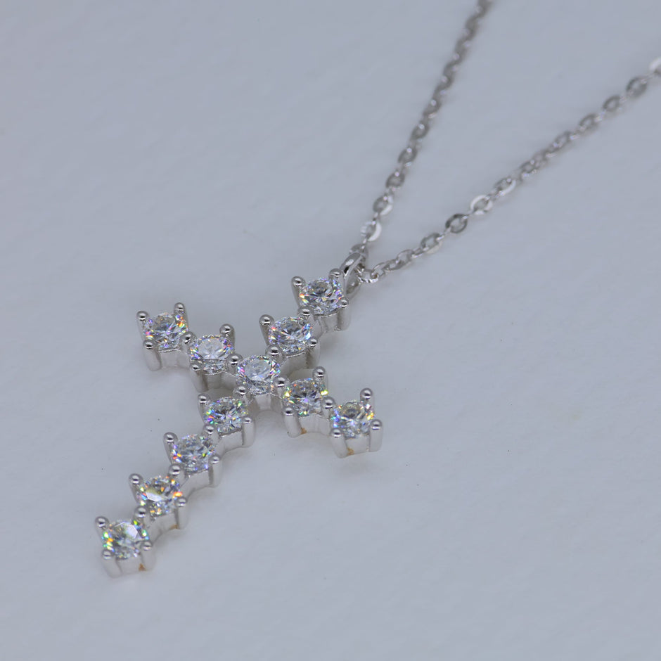 Isaline Cross Necklace in 925 Sterling Silver by MOA - view 2