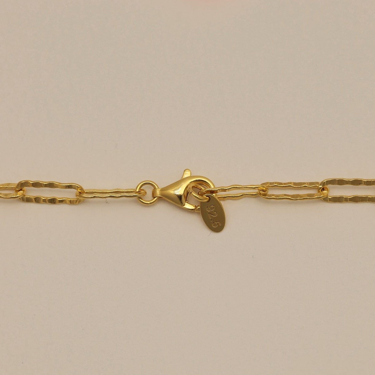 Lobster clasp of the Josette Necklace showing 925 sterling silver hallmark tag