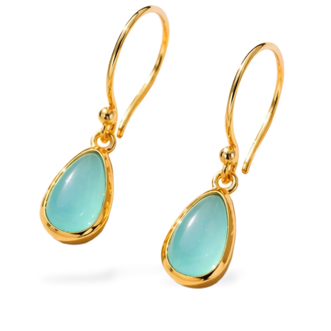 Lagon Aqua Chalcedony Drop Earrings in Gold Vermeil by MOA - view 3