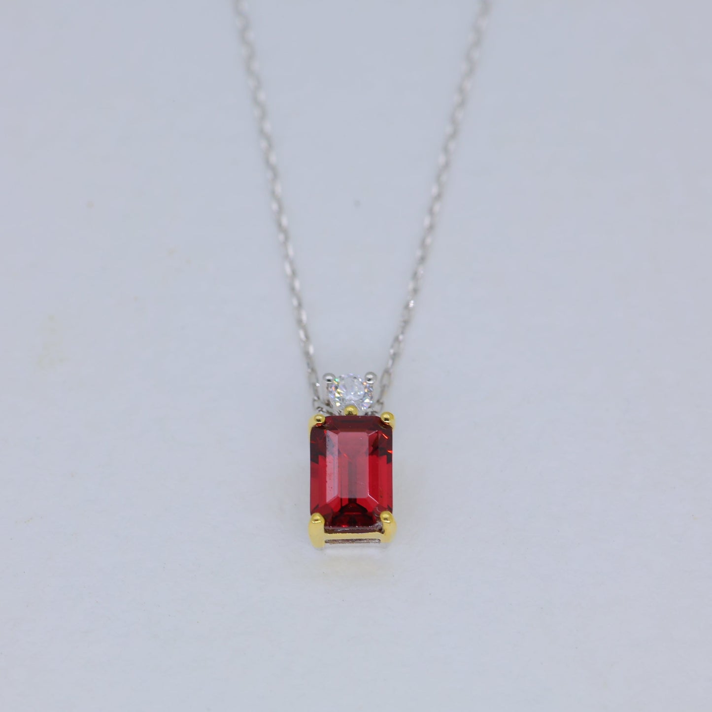 Laurent Garnet Pendant DIA Necklace in Platinum P900 by MOA - view 1