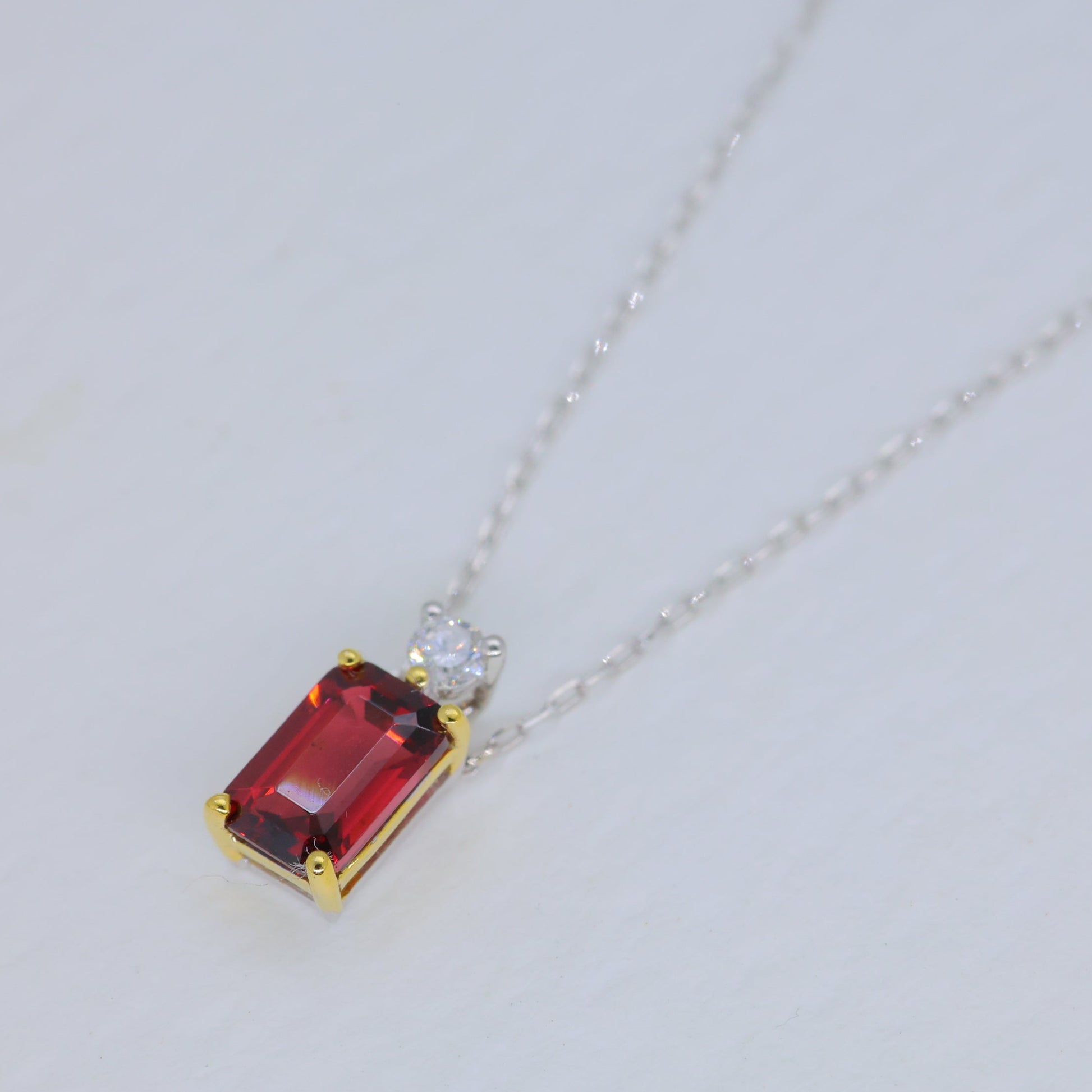 Laurent Garnet Pendant DIA Necklace in Platinum P900 by MOA - view 2