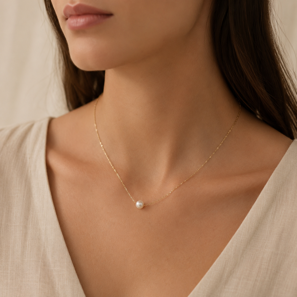 Lidia Akoya Pearl Necklace in 9K Gold by MOA - view 2