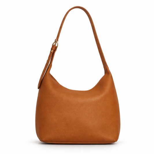 Liora Leather Shoulder Bag in Golden Brown