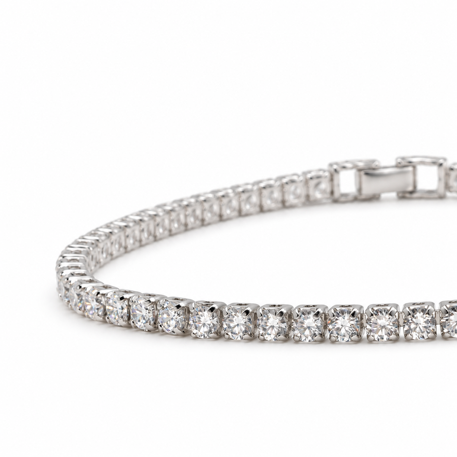 Liora Tennis Bracelet in 925 Silver by MOA - angled detail