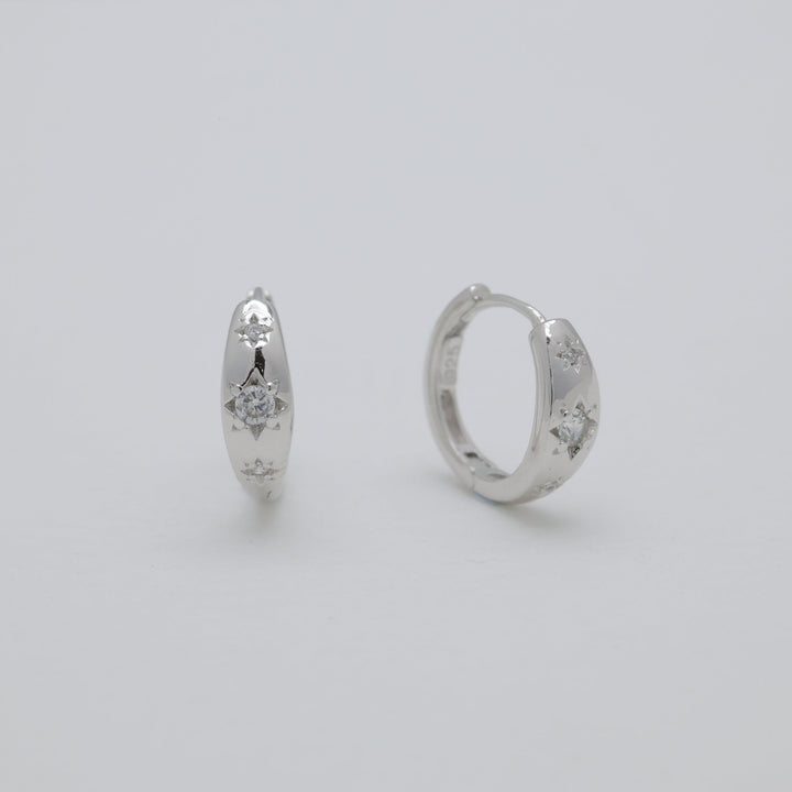 Lucie Star-Set Huggie Earrings 925 Sterling Silver by MOA - view 1