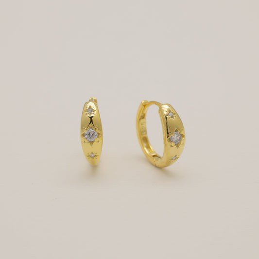 Lucie Star-Set Huggie Earrings Gold Vermeil by MOA - view 1